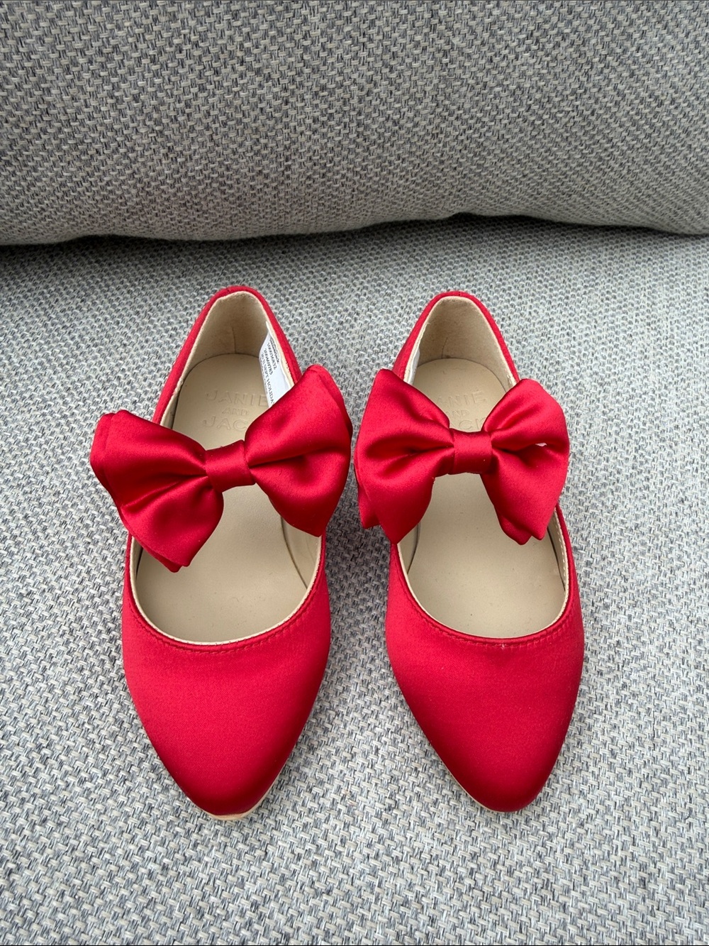 Janie and Jack Red Satin Bow Dress Flats for Kids